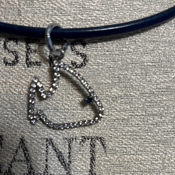 Sabika Silver Heart Necklace on Black Cord - Picture 2 of 3